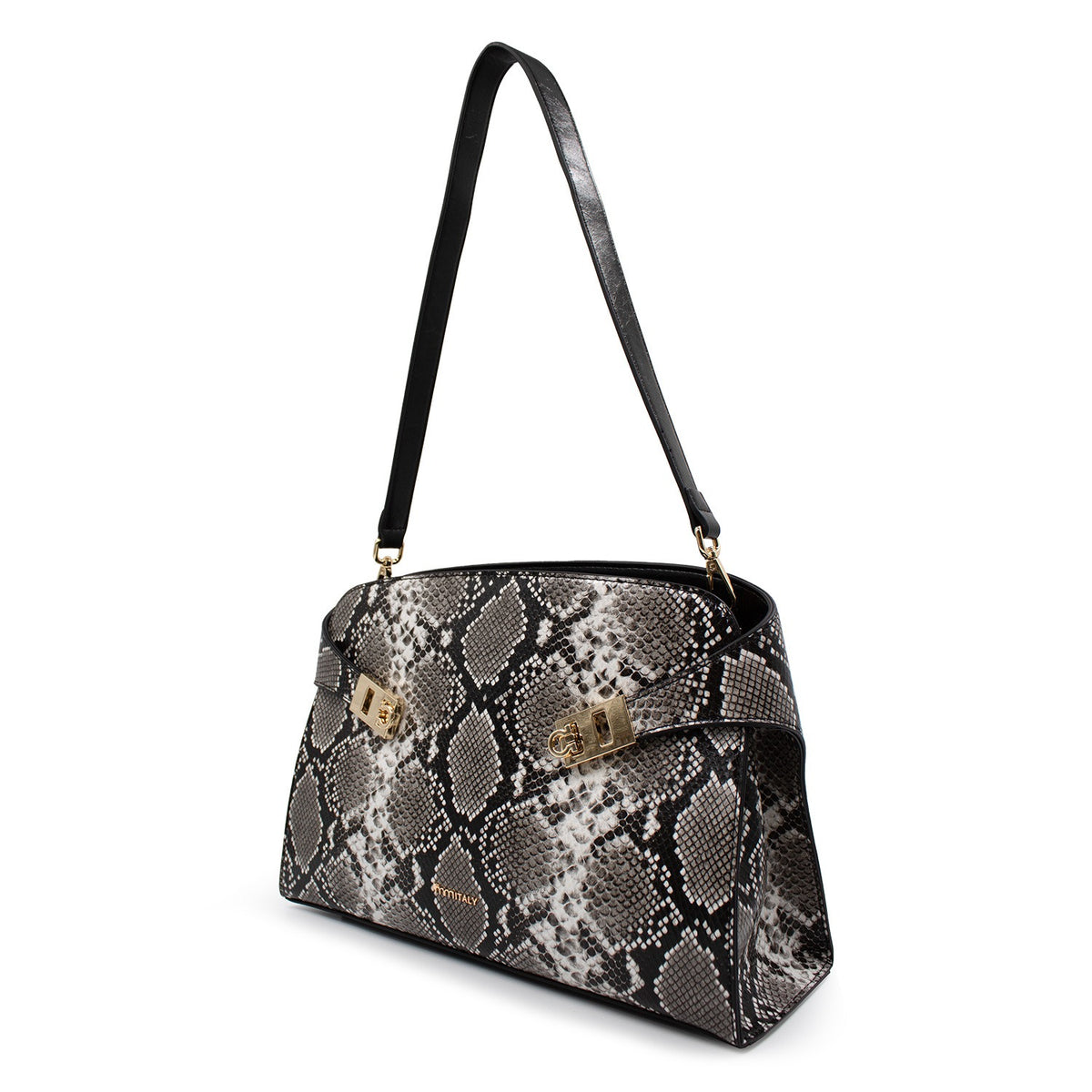 Bolsa para mujer Kenia color blanco y negro víbora