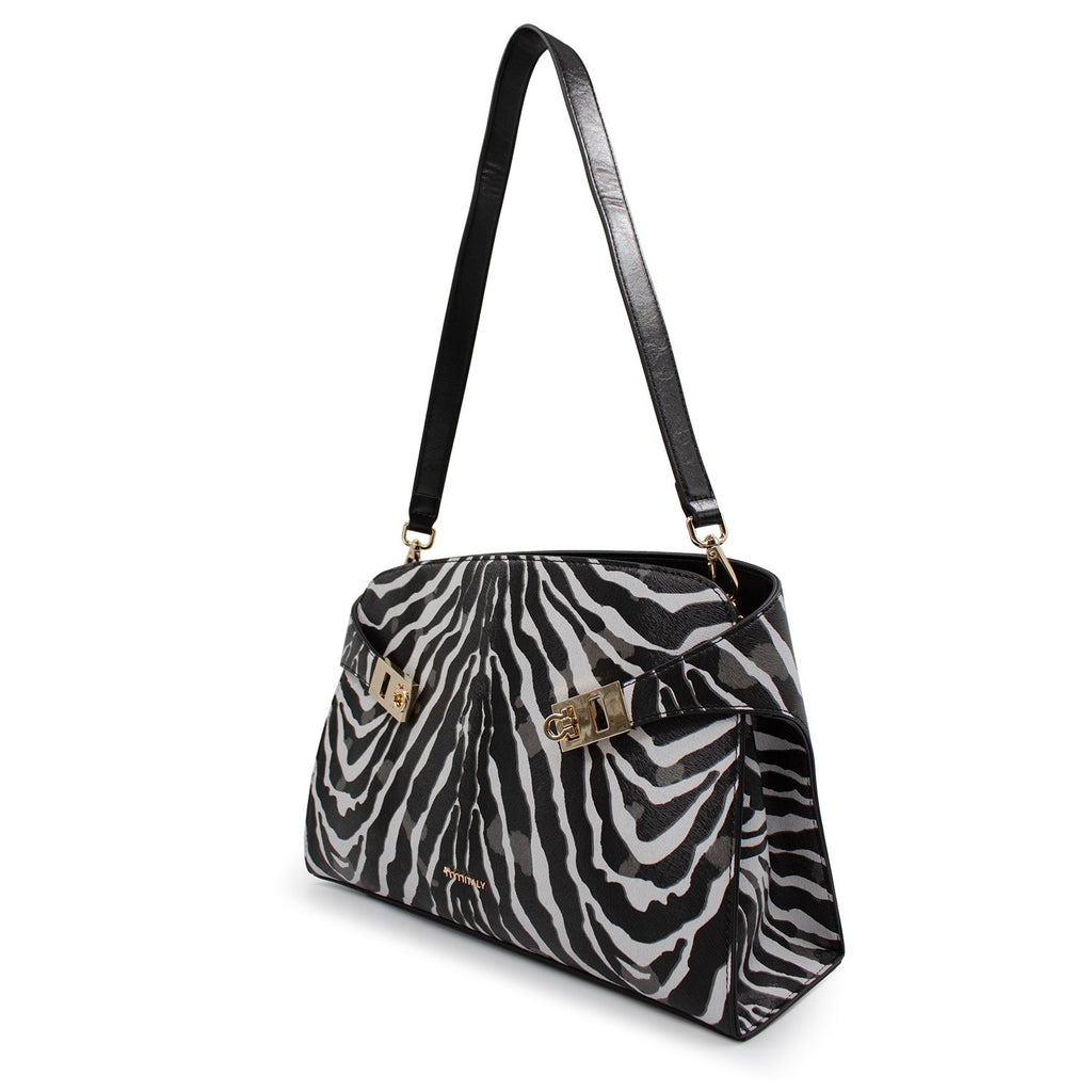 Bolsa para mujer Kenia color negro y blanco cebra