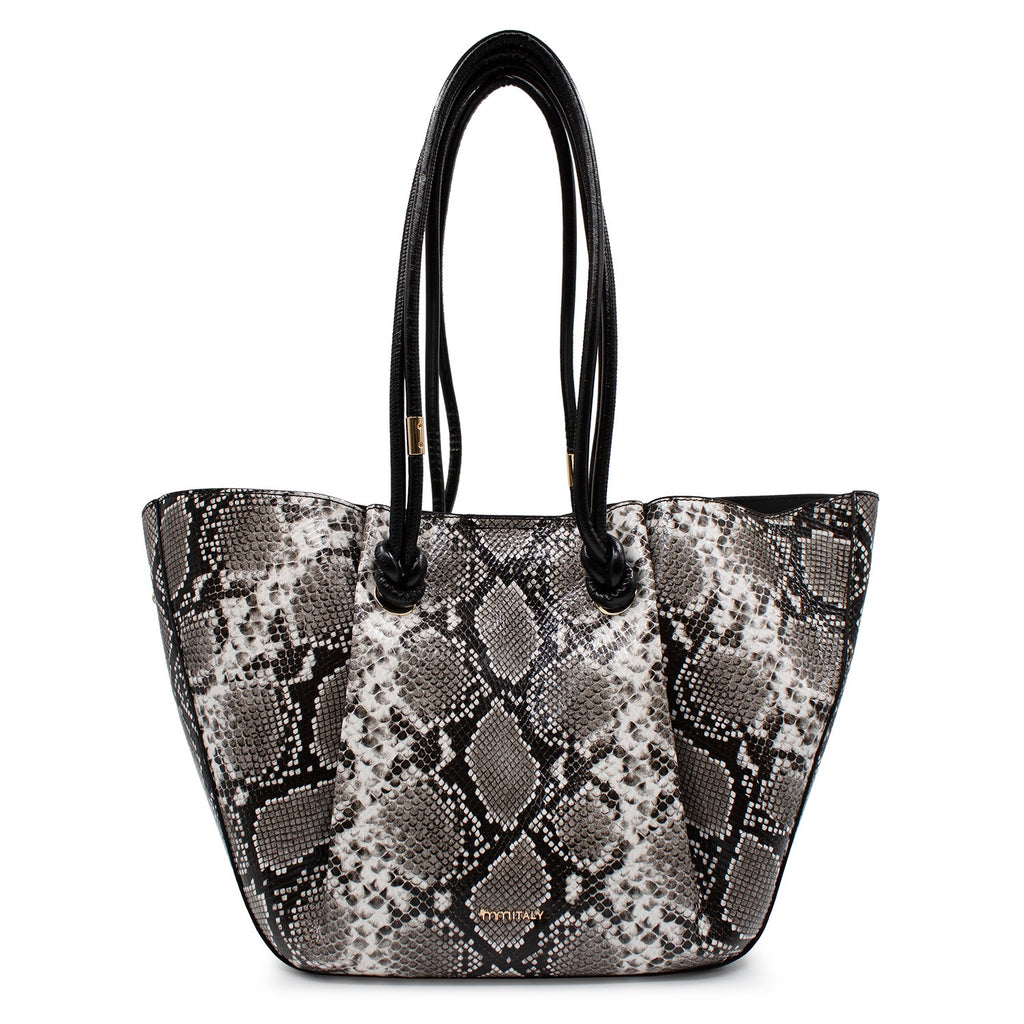 Bolsa para mujer Tánger color blanco y negro víbora