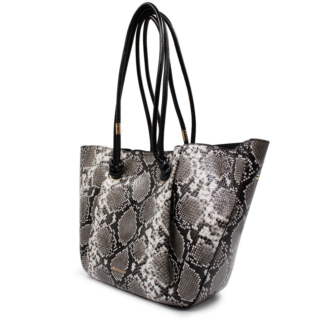 Bolsa para mujer Tánger color blanco y negro víbora